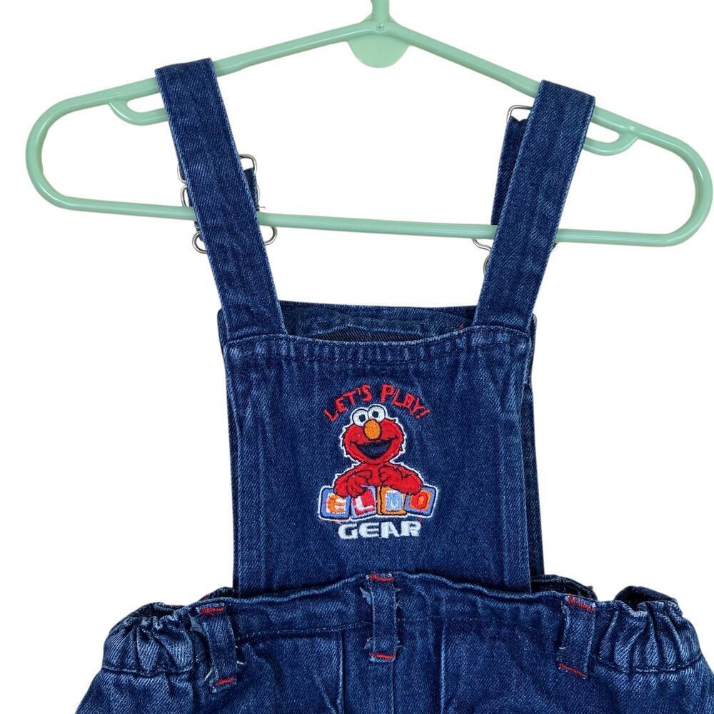 Sesame Street Baby Sz 18 mo Vintage 90s Denim Bib Style Shortalls Overalls - Picture 8 of 16